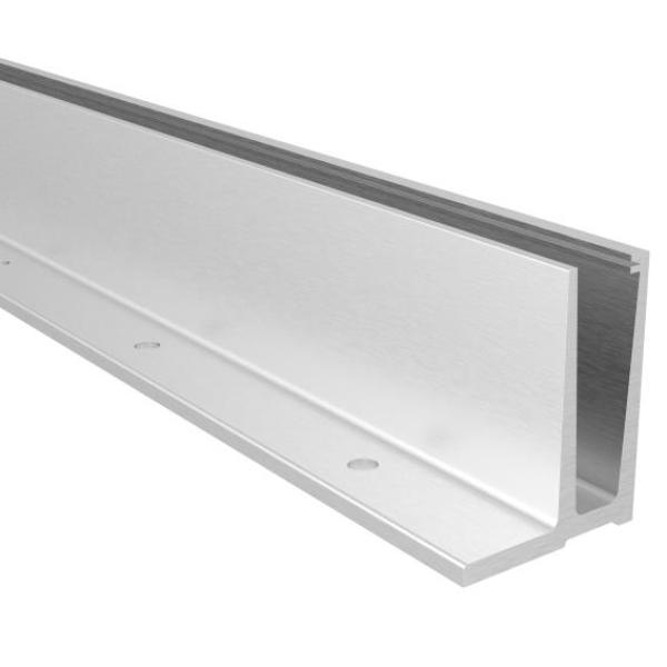 Aluminium Ganzglasgeländer L-Bodenprofil 5000mm 3,0kN Glasgeländer Satin Elox